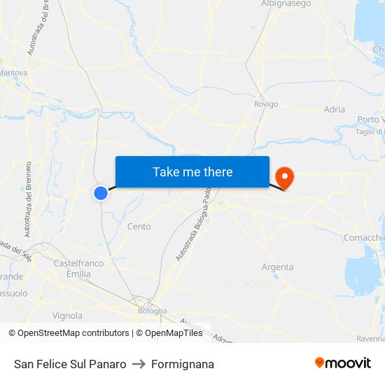 San Felice Sul Panaro to Formignana map