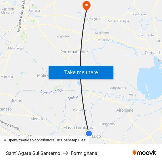 Sant' Agata Sul Santerno to Formignana map