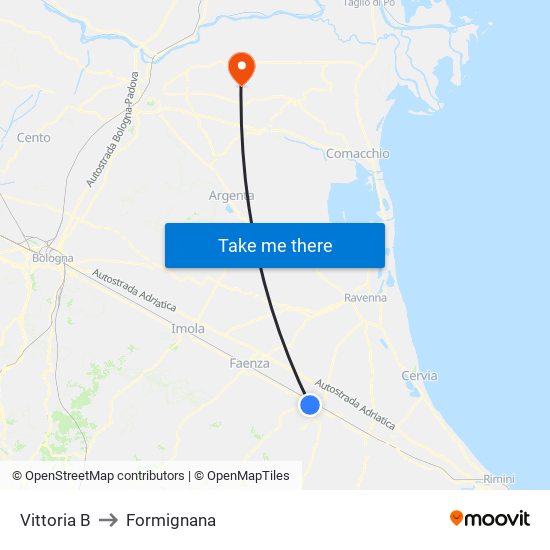 Vittoria B to Formignana map
