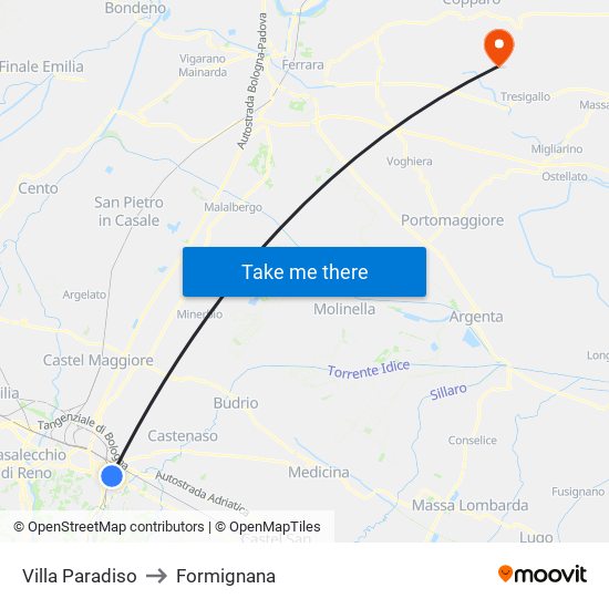 Villa Paradiso to Formignana map