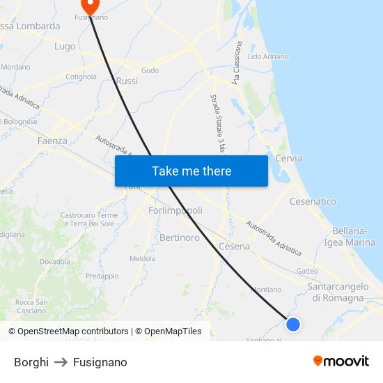 Borghi to Fusignano map