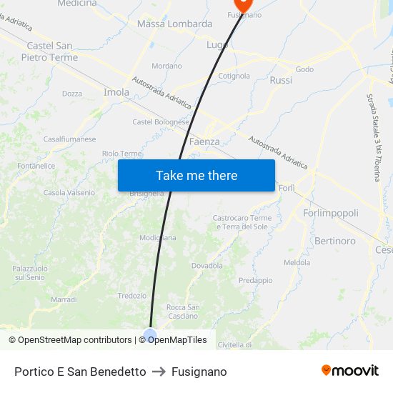 Portico E San Benedetto to Fusignano map