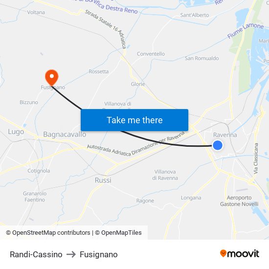Randi-Cassino to Fusignano map