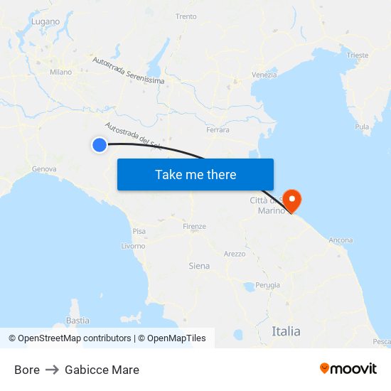 Bore to Gabicce Mare map