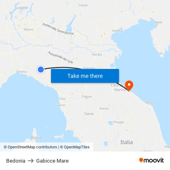 Bedonia to Gabicce Mare map