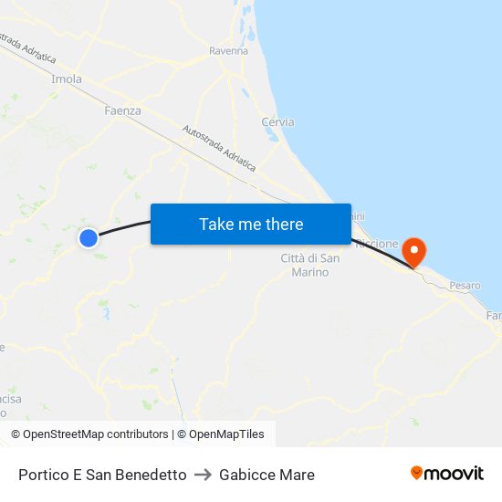 Portico E San Benedetto to Gabicce Mare map