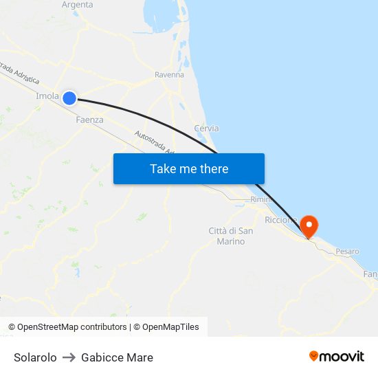Solarolo to Gabicce Mare map