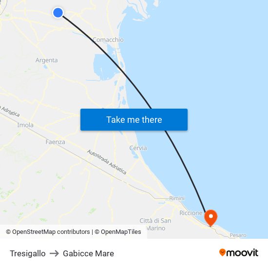 Tresigallo to Gabicce Mare map