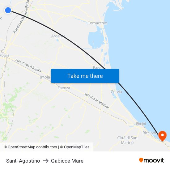 Sant' Agostino to Gabicce Mare map