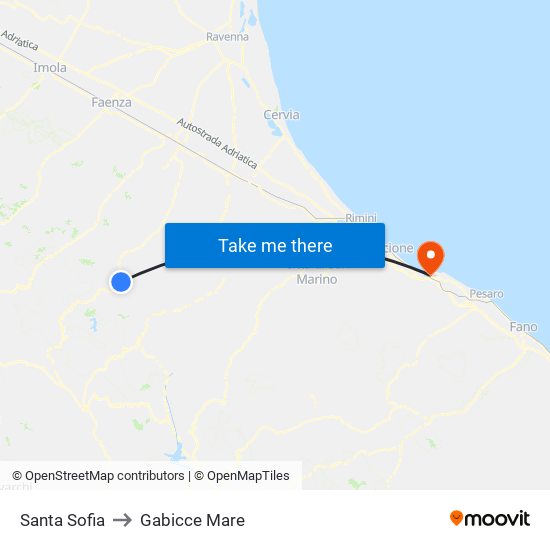 Santa Sofia to Gabicce Mare map