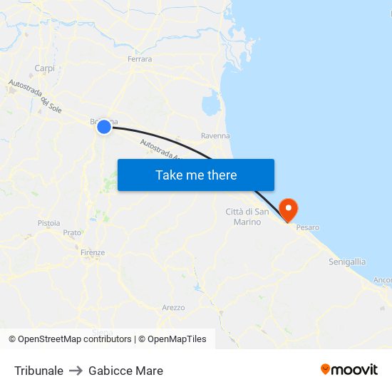 Tribunale to Gabicce Mare map