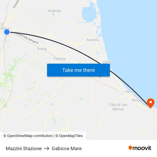 Mazzini Stazione to Gabicce Mare map