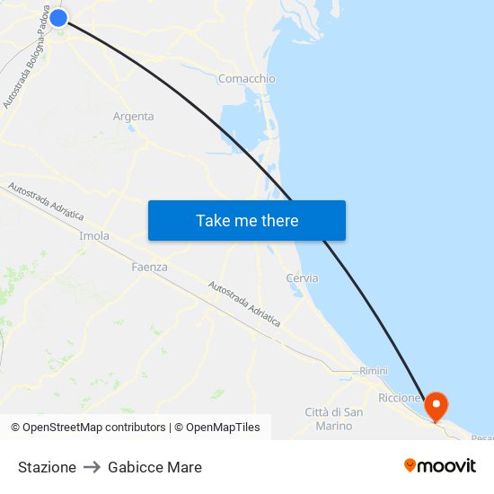 Stazione to Gabicce Mare map