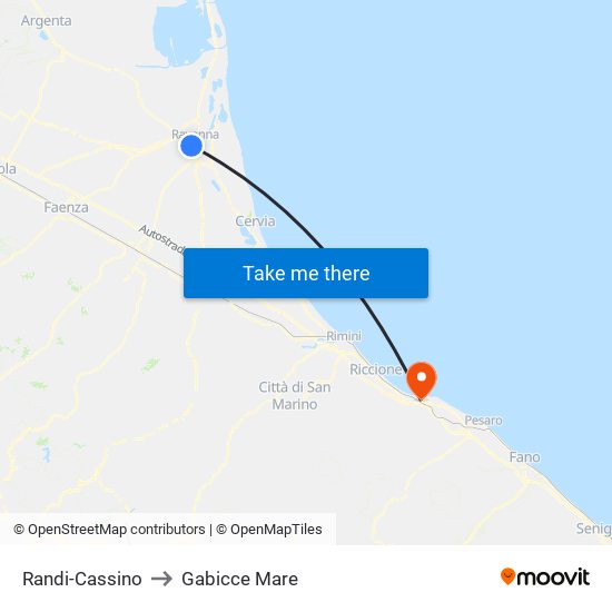 Randi-Cassino to Gabicce Mare map