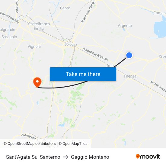 Sant'Agata Sul Santerno to Gaggio Montano map