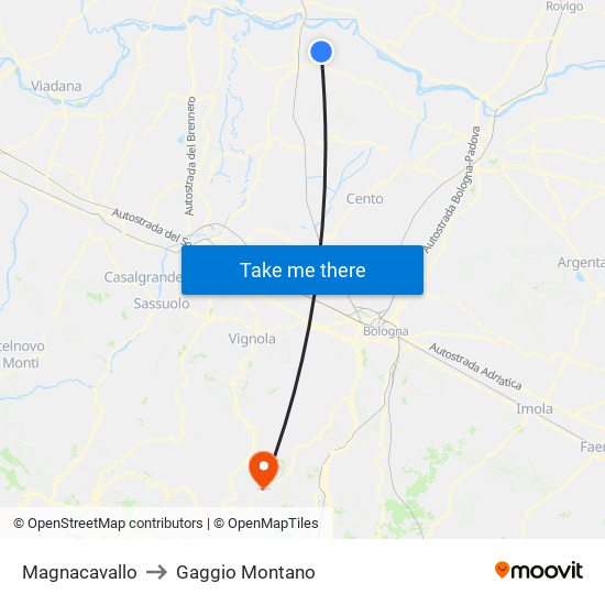 Magnacavallo to Gaggio Montano map