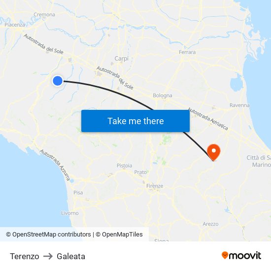 Terenzo to Galeata map