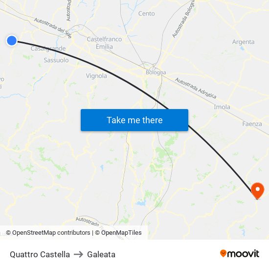 Quattro Castella to Galeata map
