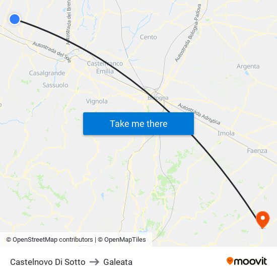 Castelnovo Di Sotto to Galeata map