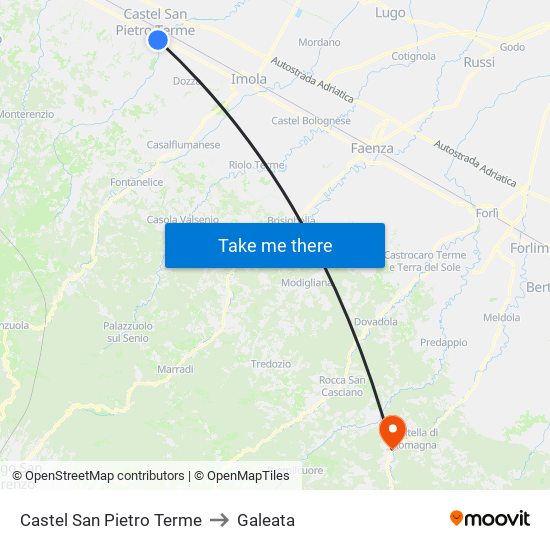 Castel San Pietro Terme to Galeata map