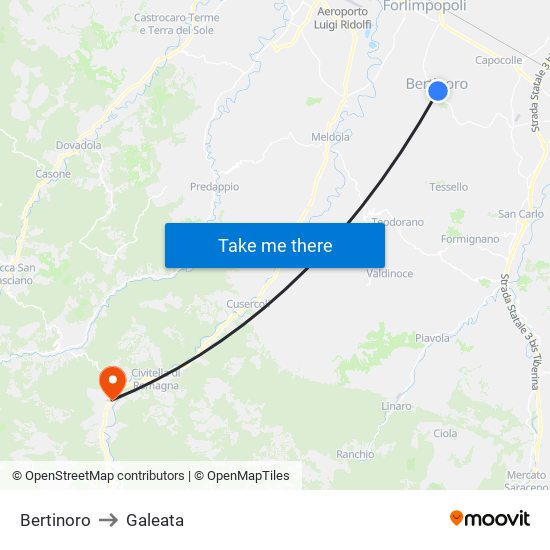 Bertinoro to Galeata map
