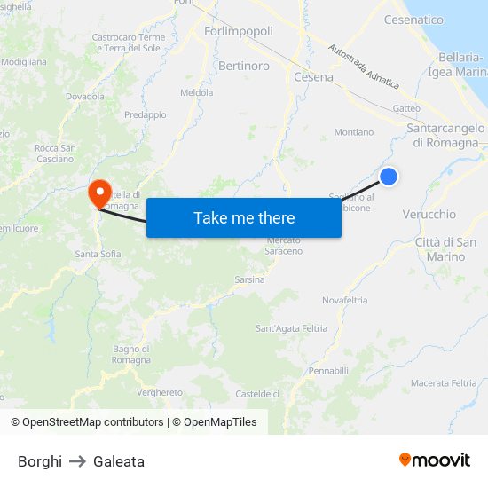 Borghi to Galeata map