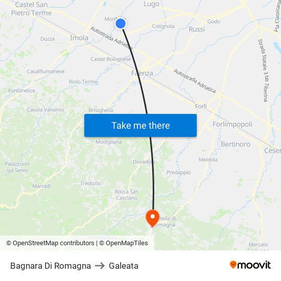 Bagnara Di Romagna to Galeata map