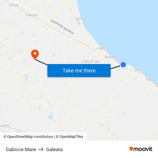 Gabicce Mare to Galeata map