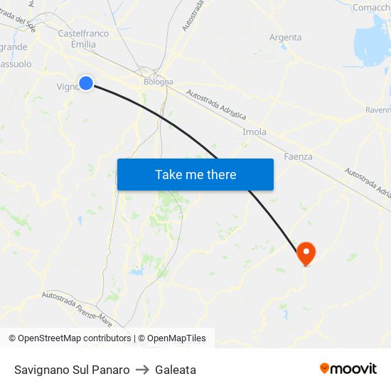 Savignano Sul Panaro to Galeata map