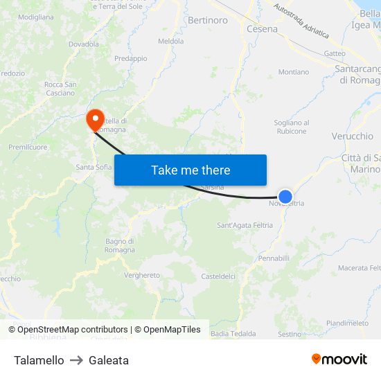 Talamello to Galeata map