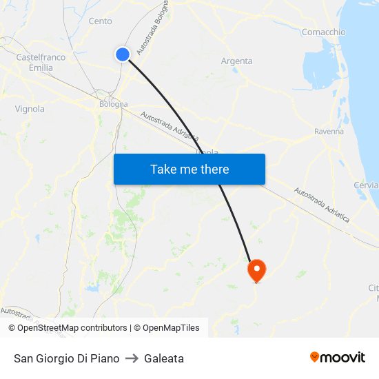 San Giorgio Di Piano to Galeata map