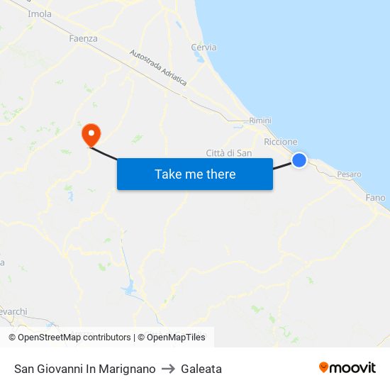 San Giovanni In Marignano to Galeata map