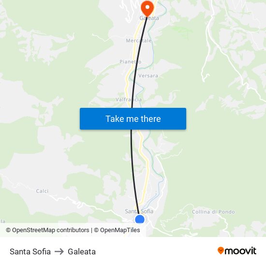 Santa Sofia to Galeata map