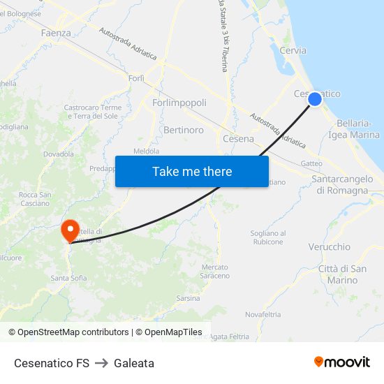 Cesenatico FS to Galeata map
