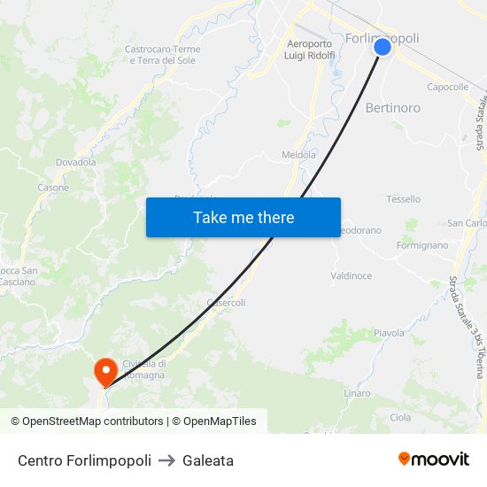 Centro Forlimpopoli to Galeata map