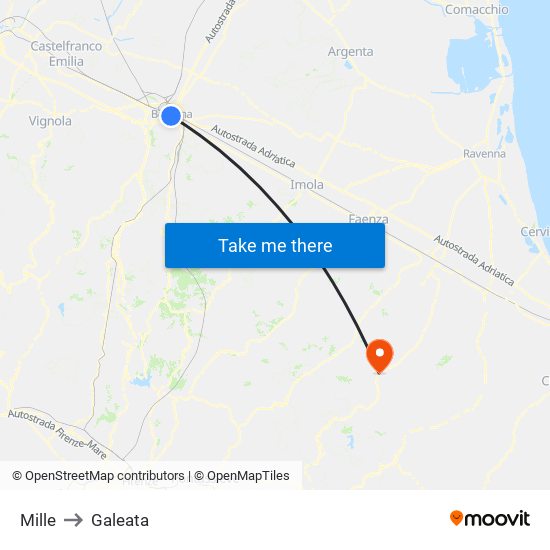 Mille to Galeata map