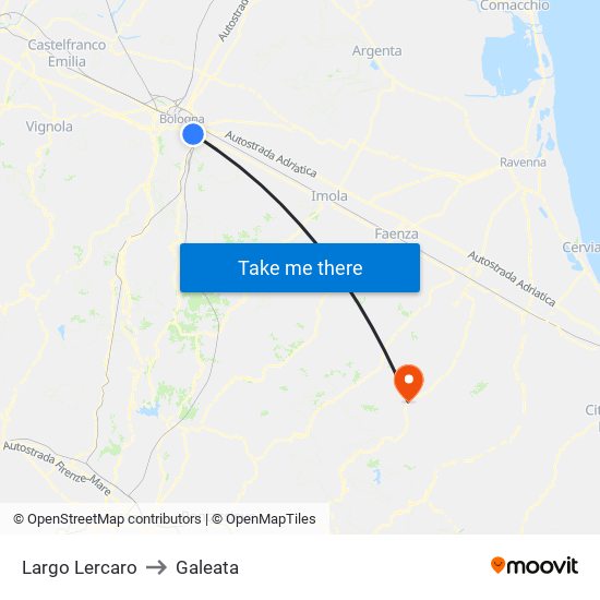 Largo Lercaro to Galeata map