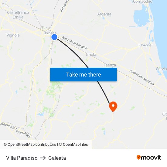 Villa Paradiso to Galeata map