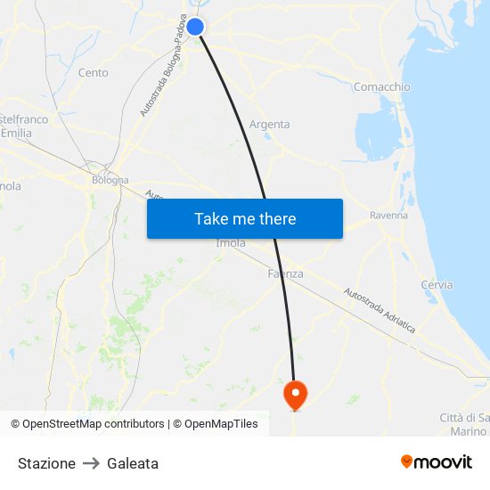 Stazione to Galeata map