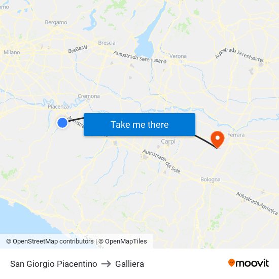 San Giorgio Piacentino to Galliera map