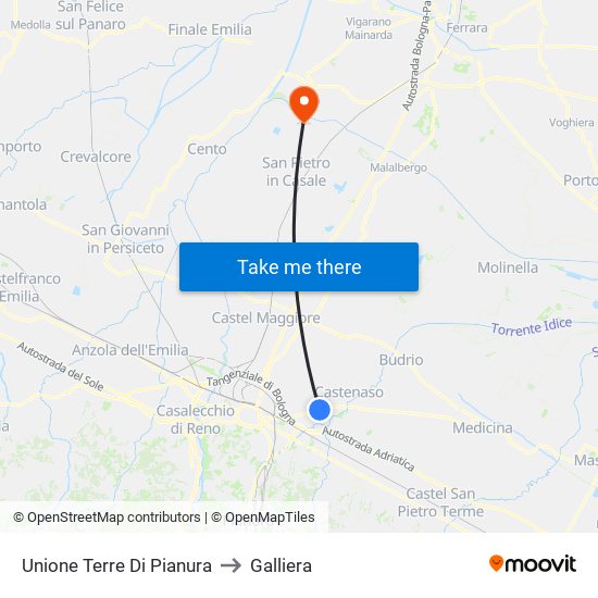 Unione Terre Di Pianura to Galliera map