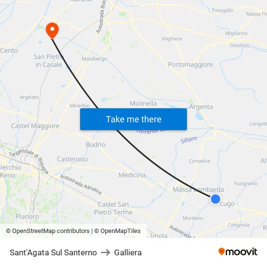Sant'Agata Sul Santerno to Galliera map