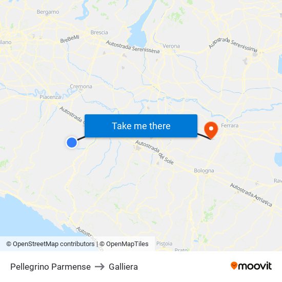 Pellegrino Parmense to Galliera map