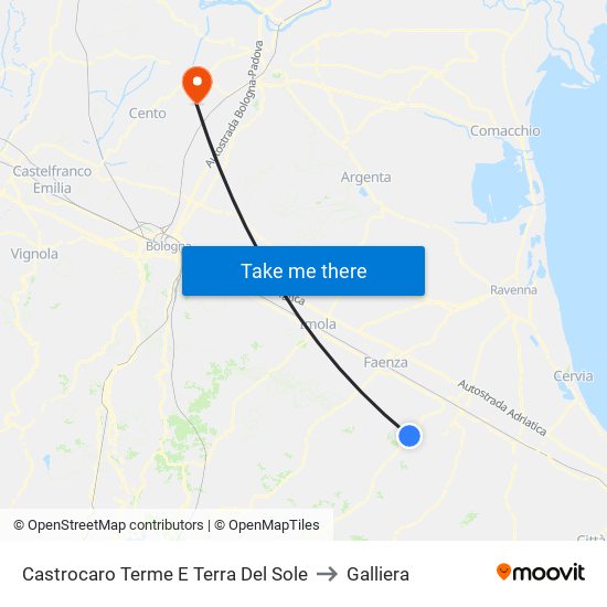 Castrocaro Terme E Terra Del Sole to Galliera map