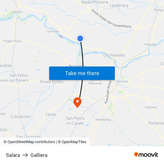 Salara to Galliera map