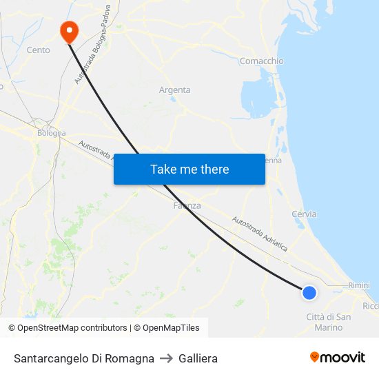 Santarcangelo Di Romagna to Galliera map