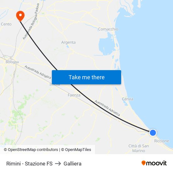 Rimini - Stazione FS to Galliera map