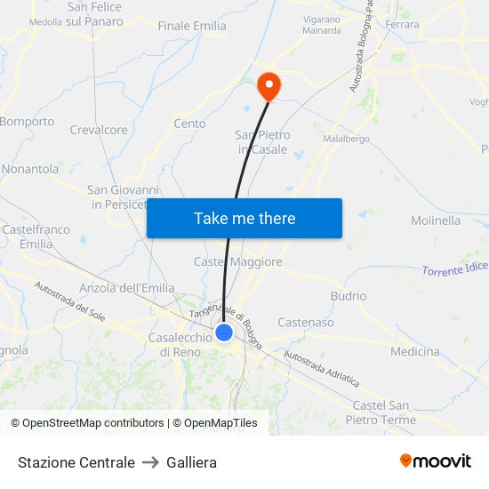 Stazione Centrale to Galliera map