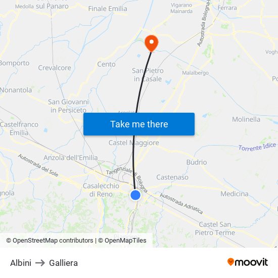 Albini to Galliera map