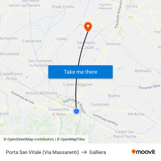 Porta San Vitale (Via Massarenti) to Galliera map